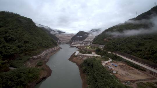 澜沧江水库 水电工程建设  航拍 自然生态