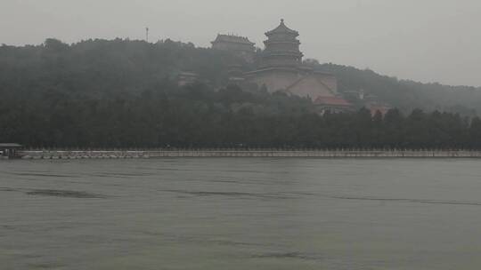 北海公园 雨天北海 荷花荷叶  皇家园林