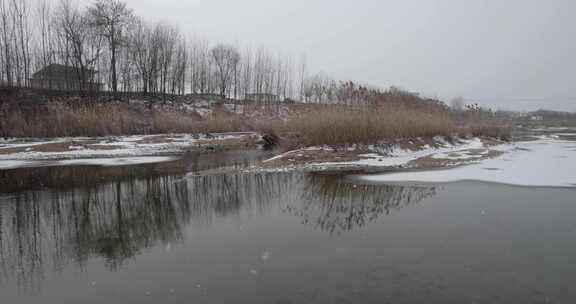 乡村雪景航拍