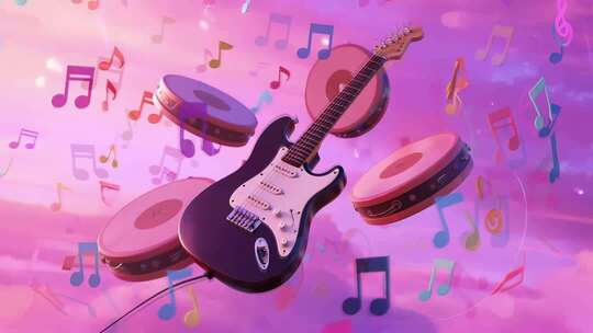 漂浮乐器音符梦幻音乐素材