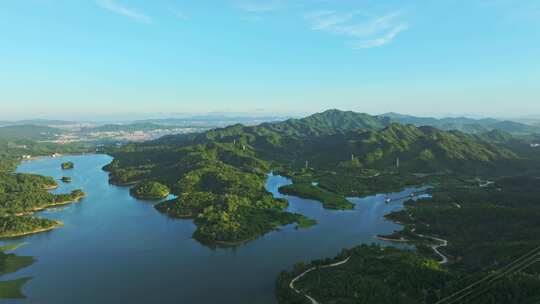 4k广东绿水青山水库巡视自然风光航拍