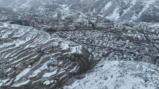 阿坝州松潘古城雪景素材