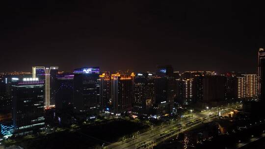 泉州市区江滨夜景航拍视频素材模板下载