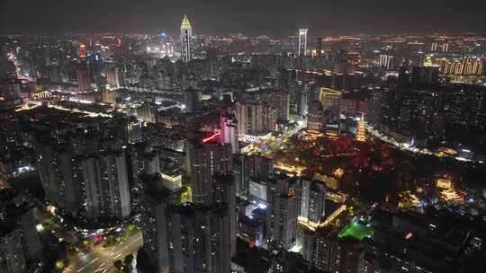 浙江温州市鹿城区夜景航拍延时夜晚城市风景视频素材模板下载