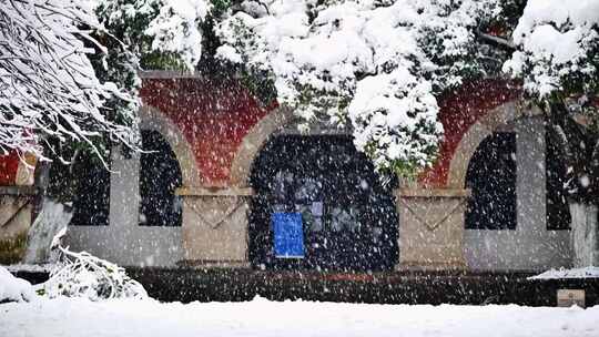 长沙下雪湖南大学岳麓书院升格慢镜头