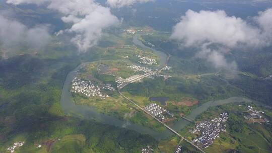 航拍古村落民居水系