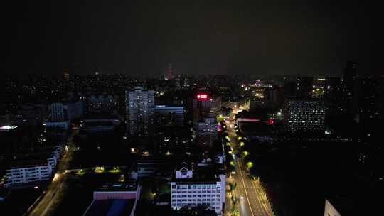 江苏常州城市夜景灯光航拍