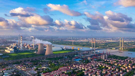 上海市闵行区闵浦大桥工业环境延时摄影