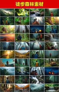 徒步森林户外露营户外冒险旅游自然风景高清在线视频素材下载