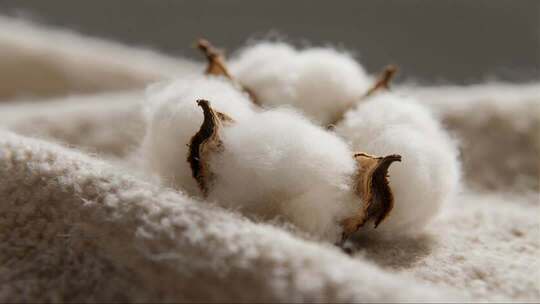 温暖治愈纯净棉花柔软针织特写画面