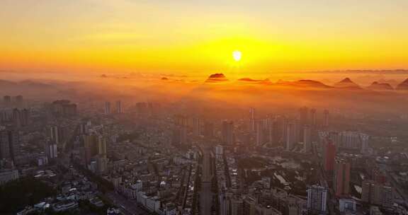 贵州安顺平坝城市风光航拍