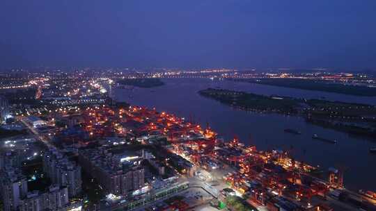 广州黄埔鱼珠港口旧码头夜景