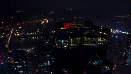 重庆环球金融中心WFC繁华夜景航拍