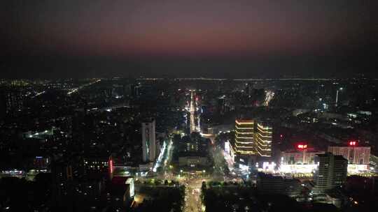 广东湛江城市夜景灯光交通城市大道航拍