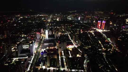 航拍安徽宿州城市夜景交通