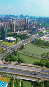 视频合集航拍桂林新区城市建筑交通房地产