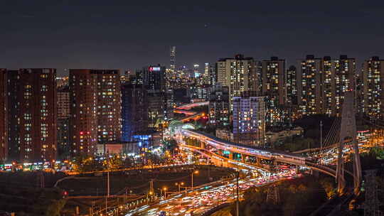 中国北京立水桥夜间延时摄影cbd城市风光