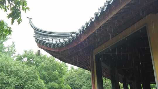 古建筑下雨素材苏州北寺塔实拍