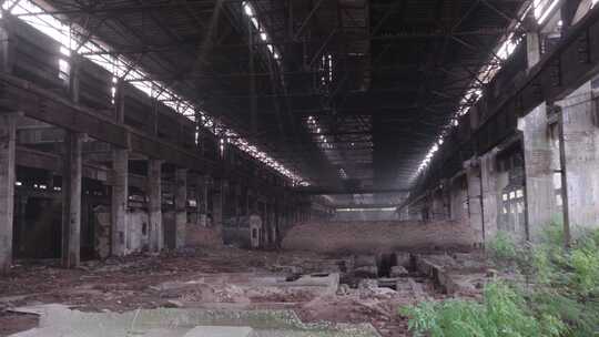 废旧的工厂车间即将被拆除视频素材模板下载