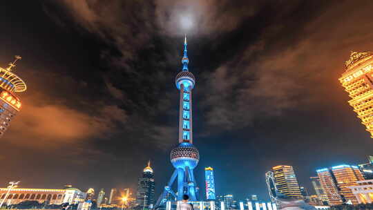 上海东方明珠夜景大范围