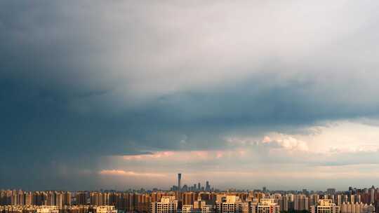 北京中国尊雨幡日落