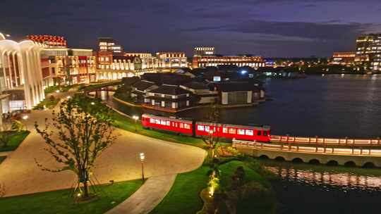 上海华为练秋湖日落 晚霞 夜景