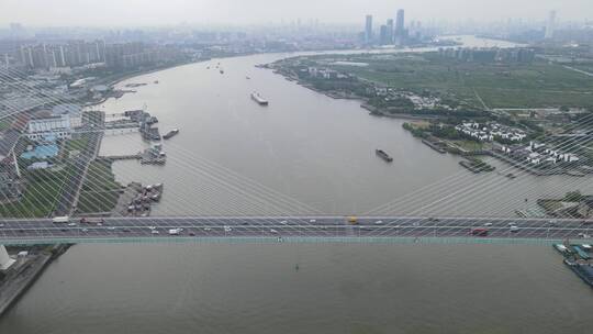 上海徐浦大桥4K航拍视频素材模板下载
