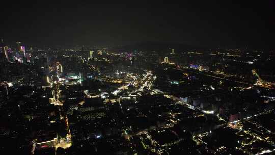 江苏南京城市夜景灯光秦淮河夜景航拍