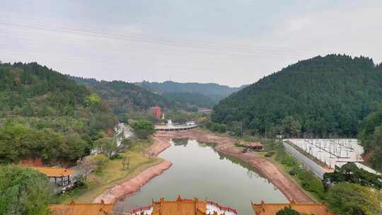 航拍四川遂宁观音故里灵泉寺