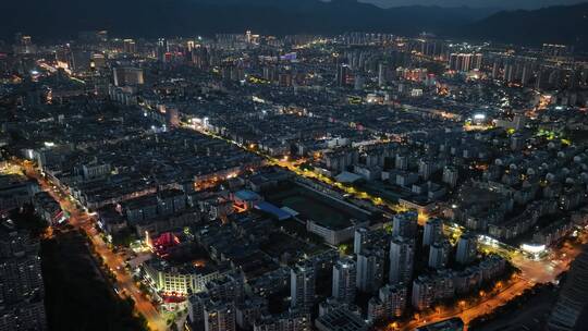 丽水大溪夜景航拍