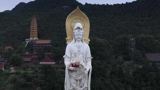 航拍宜阳灵山寺送子观音