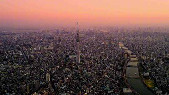 日本城市航拍东京航拍东京夜景航拍视频素材模板下载