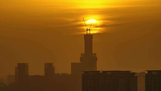 西安沣东建筑落日