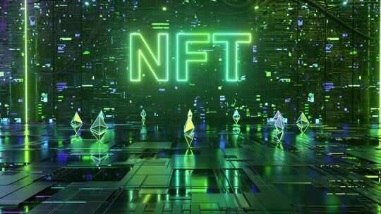 NFT主题的赛博朋克风3D渲染画面