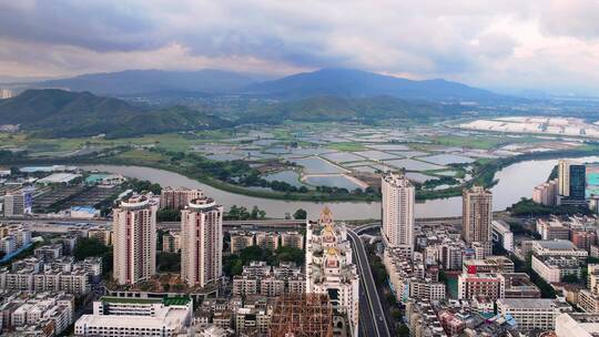 深圳市区现代城市天际线和都市风光航拍视频素材模板下载