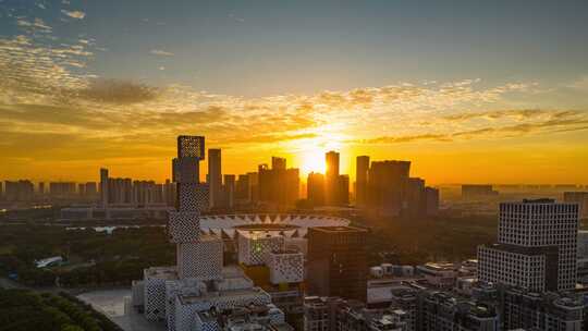 佛山新城日出日落光影变化延时