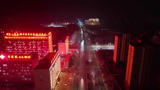 航拍 夜景 过年 年味 年末 夜晚 道路 车辆