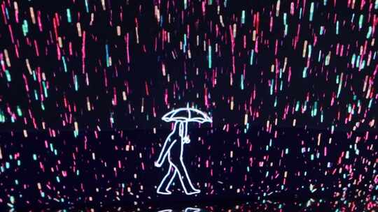 雨中撑伞走动人物动画背景