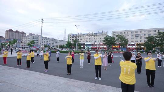 广场舞 公园人群休闲活动 集体跳舞