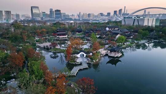 上海世博文化公园申园江南园林上海园林秋景视频素材模板下载