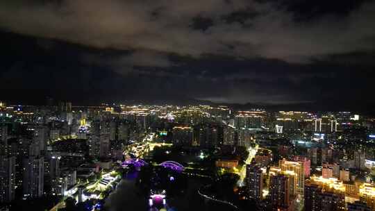 航拍温州南塘大桥夜景