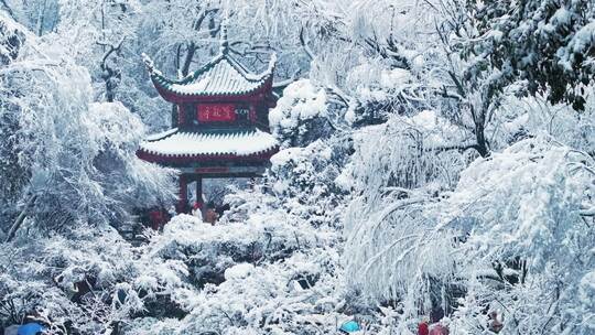 湖南长沙岳麓山爱晚亭雪景