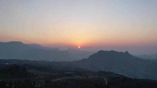 重庆南川山王坪景区日落旋转航拍