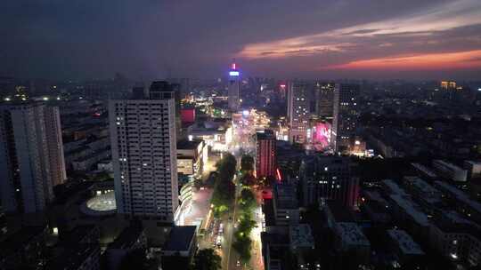 山东聊城城市夜景灯光航拍视频素材模板下载