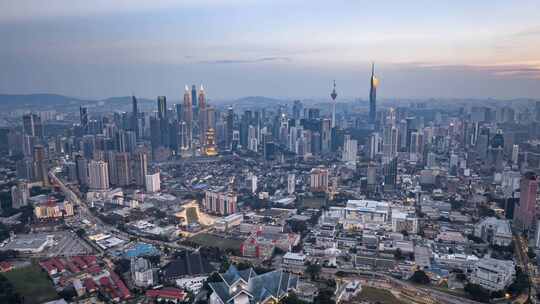 马来西亚吉隆坡莫迪卡石油双子塔夜景延时