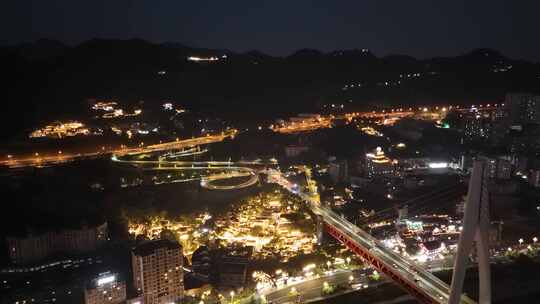 重庆龙门浩老街下浩里夜景灯光航拍