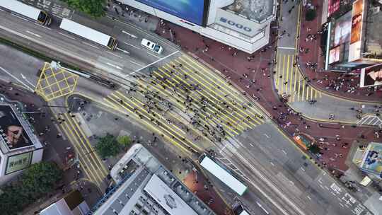 香港铜锣湾街道俯拍视频素材模板下载