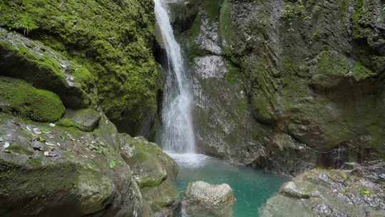 成都青城山后山峡谷森林步道溪流自然景观