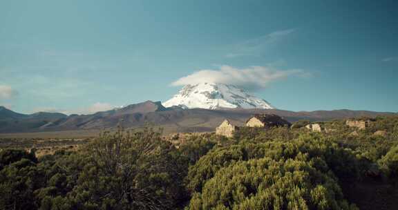 萨哈马，火山，村庄，树木