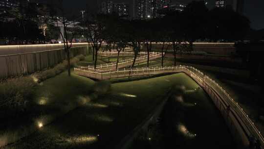 深圳龙岗中心城U梦广场夜景航拍